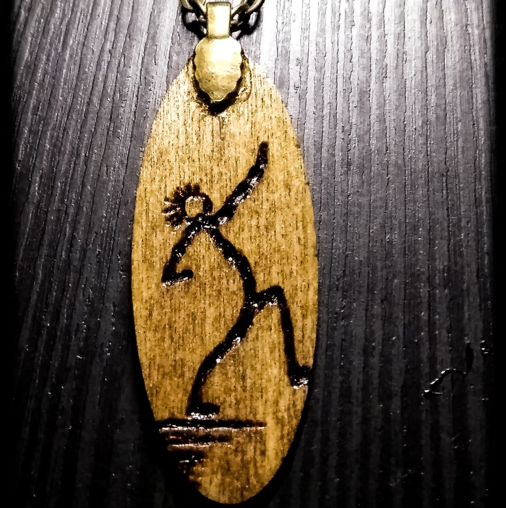 Handcrafted wood pendant w/ 💀 beads